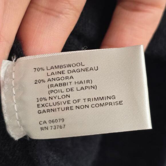 Magnolia Womens Wool Angora Cardigan Sweater M Black Embroidered ArtToWear Money - Picture 15 of 16